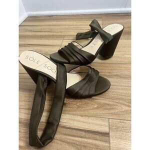 Sole Society Heels Womens Size 7 Green Strappy Block Heel Wrap Sandals Open Toe